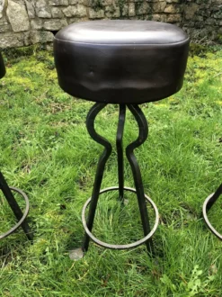 Vintage Leather And Wrought Iron Bar Stools -Cozy Seats Store ba6a24d2 fb09 4b57 89a7 655673794952