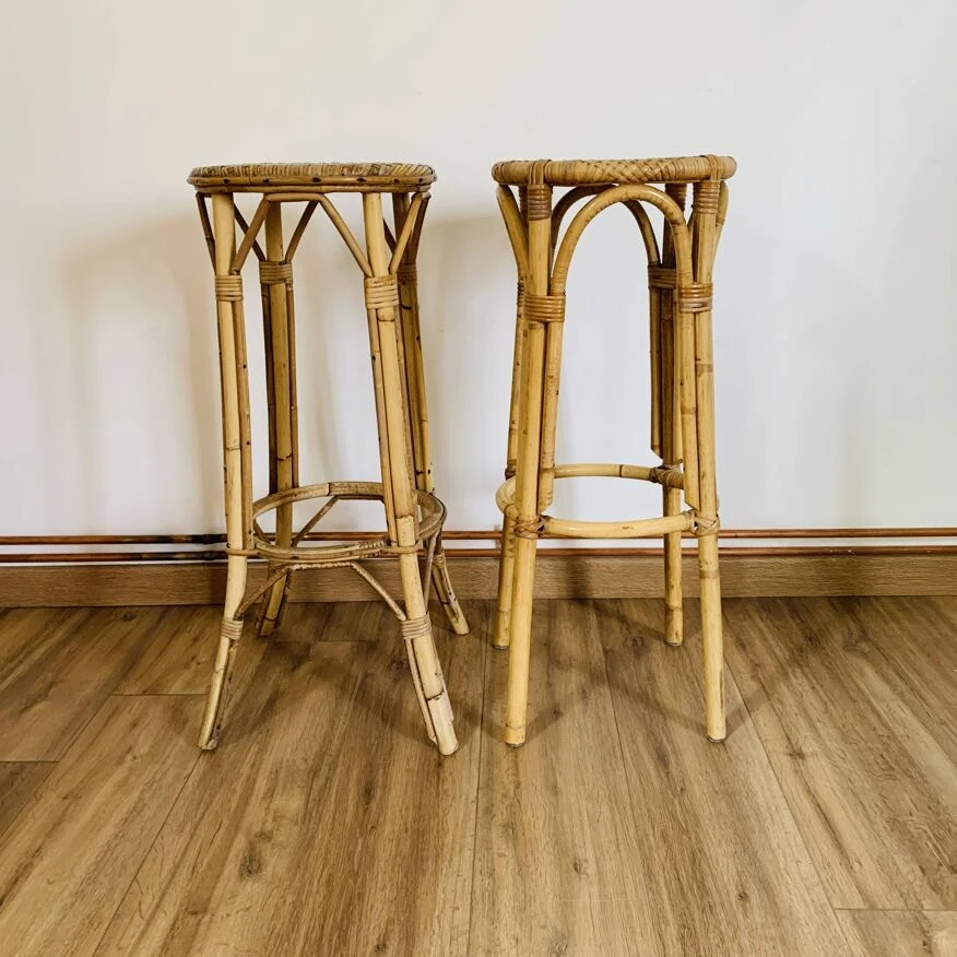 Pair Of High Rattan Stools 5 Pair Of High Rattan Stools - Image 5