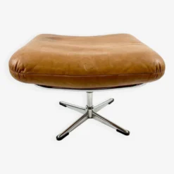 Brown Leather Ottoman On Chrome Base -Cozy Seats Store bcbf4d3f 534a 4d72 81ab 8377b3639db6