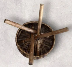 Vintage Rattan Ottoman Stool From The 70s