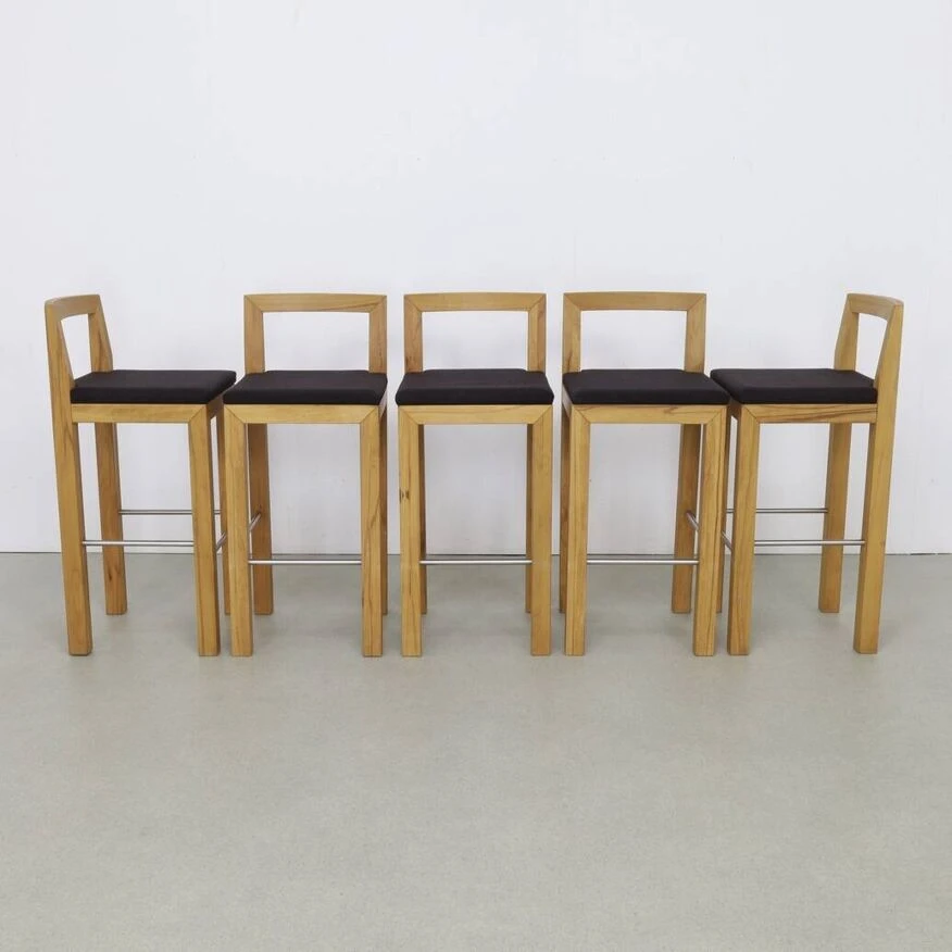 5x Bar Stool In Massive Wood By Göhring 6 5x Bar Stool In Massive Wood By Göhring - Image 6