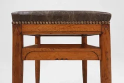 Art Deco Wooden Stool With Leather Top, Belgium Ca. 1920 -Cozy Seats Store bdfc2021 59f8 4cc0 9e0a 1c60b63c2d63