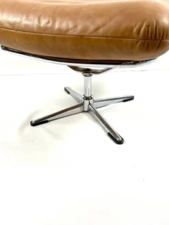 Brown Leather Ottoman On Chrome Base -Cozy Seats Store c1595f59 48bf 4c22 b093 6e18b652714e