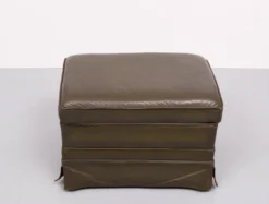 Green Leather Pouf . 1970s Germany -Cozy Seats Store c28f4261 17a6 400c 95a9 4c27aa835697