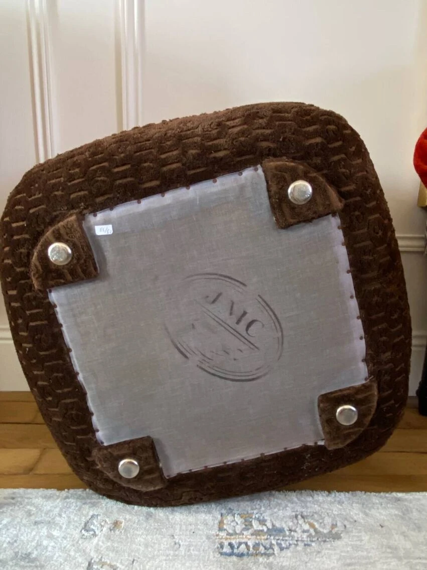 Vintage Velvet Pouf By Jacques Charpentier For Maison Jansen, 1970s 7 Vintage Velvet Pouf By Jacques Charpentier For Maison Jansen, 1970s - Image 7