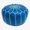 Moroccan Leather Pouf, Moroccan Ottoman Pouf, Blue Moroccan Pouf, Moroccan Vintage, Leather Pouf