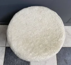 Brown Leatherette Pouf With Fluffy Top Lid 1970s -Cozy Seats Store c3194755 8662 4822 b018 adc4a308139f