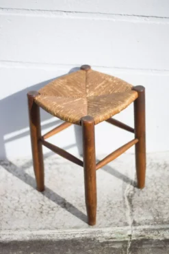 Vintage French Stool From The 50s, Wood And Straw Stool, Straw Stool, Extra Seat, -Cozy Seats Store c5471617 30a6 409c aef9 a6ce7819032b