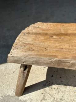 Small Side Table Or Stool In Four-legged Blond Teak H:30 L43 L30