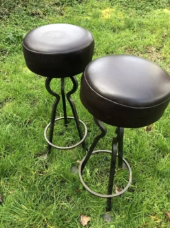 Vintage Leather And Wrought Iron Bar Stools -Cozy Seats Store c5cfaabd 94b7 4f9b 935b b4e2c6100c5c