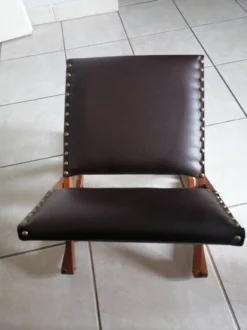 Vintage Rocking Footrests In Wood And Faux Leather