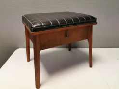 Danish-made Storage Furniture/stool In Teak Wood And Black Skai ( Faux Leather) Estimated 1960-1970s -Cozy Seats Store c699ffbd 39d0 4b8c 87e8 86f39b85538c