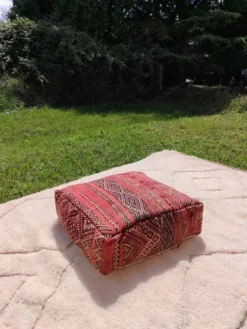 Berber Kilim Style Wool Pouf