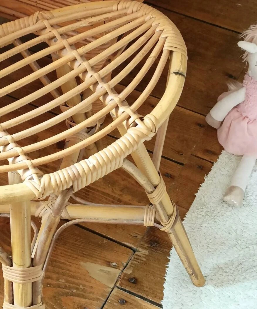 Rattan Stool From The 50s, Rare Model 5 Rattan Stool From The 50s, Rare Model - Image 5