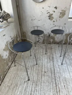 Set Of 5 “silver Moon” High Stools Pascal Mourgue