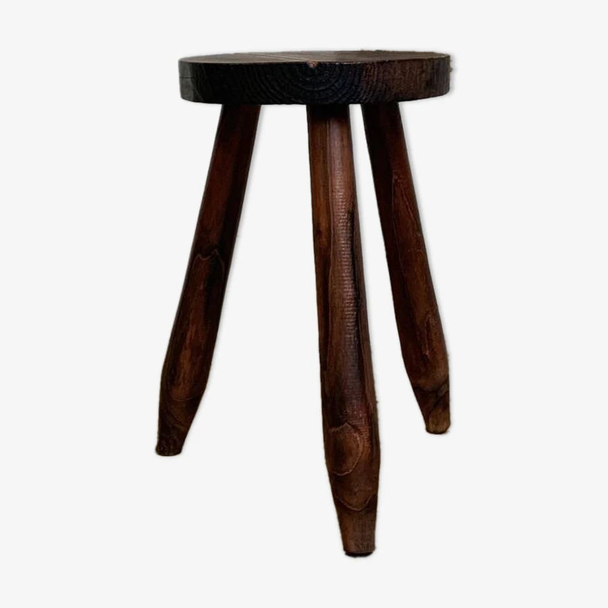 Brutalist Oak Stool, France, 20th Century 9 Brutalist Oak Stool, France, 20th Century - Image 9