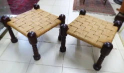 Pair Of Vintage Anglo-indian Jute Stools Footrests -Cozy Seats Store c99911f7 5b3d 41fd afed 853c0d52fff6