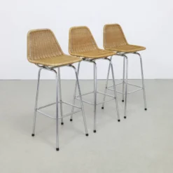 3x Bar Stool In Rattan And Chrome By Rohé Noordwolde, 1960s -Cozy Seats Store c9ba6eaa 4564 4e07 9078 94e72f99974f