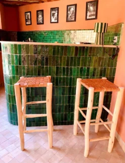 Bar Stool In Natural Leather