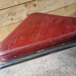 Set Of 2 Vintage Chrome And Leather Poufs