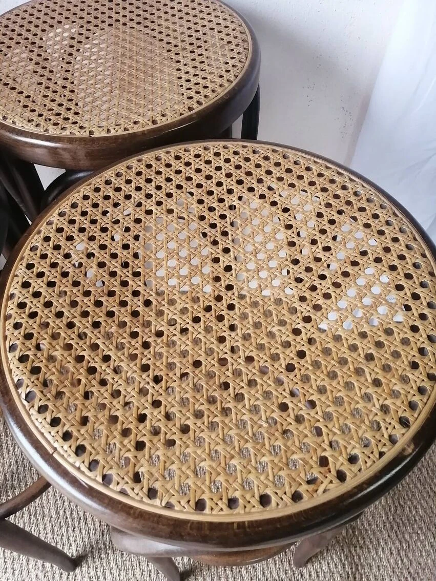 Set Of 4 High Bistro Stools In Curved Wood And Canework. 9 Set Of 4 High Bistro Stools In Curved Wood And Canework. - Image 9