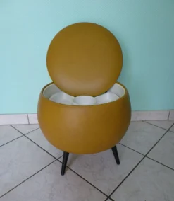 Pouf/Sewing Box, Light Brown Imitation Leather -Cozy Seats Store d02dec1e b47b 4f85 a2e0 50179b3e02b2