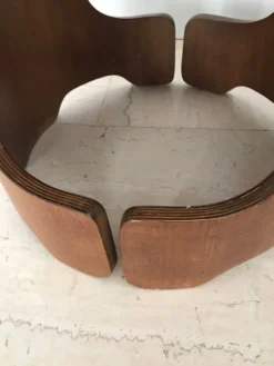 Italian Midcentury Walnut And Fabric Stools 1950s