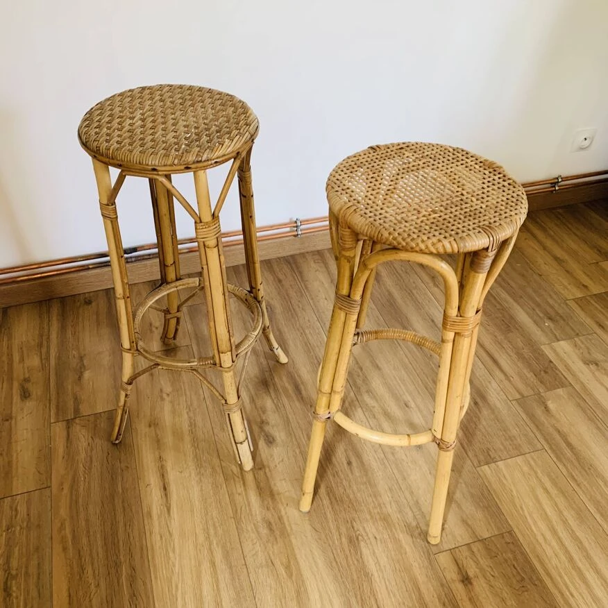 Pair Of High Rattan Stools 10 Pair Of High Rattan Stools - Image 10