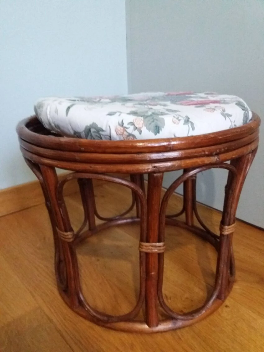 Wicker Pouf With Cushion 2 Wicker Pouf With Cushion - Image 2