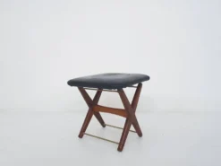 Vintage Adjustable Foor Stool In Teak And Vinyl, The Netherlands 1960's -Cozy Seats Store da4b5237 b578 4c81 aae6 434dc13c80bd