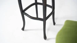 Contemporary Pair Of Bar Stools Louis XV Style, Green Fabric, Belgium