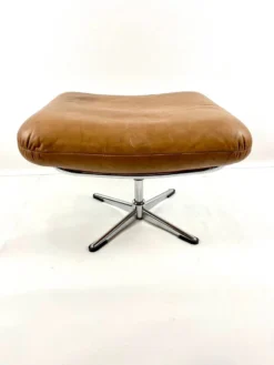 Brown Leather Ottoman On Chrome Base -Cozy Seats Store dce618db e8c5 4fab 8442 e147026fac91