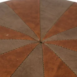 Round Wooden Pouf Two-tone Brown Skai Faux Leather Sixties -Cozy Seats Store de7ae576 fa92 4f47 b1de 7ded801f847b