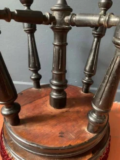 Antique Piano Stool In Blackened Wood And Red Velvet, 19th Century -Cozy Seats Store e1d3902d dbab 4d28 af7b f7b217159009