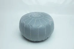 Moroccan Leather Pouf, Moroccan Ottoman Pouf, Gray Moroccan Pouf, Vintage