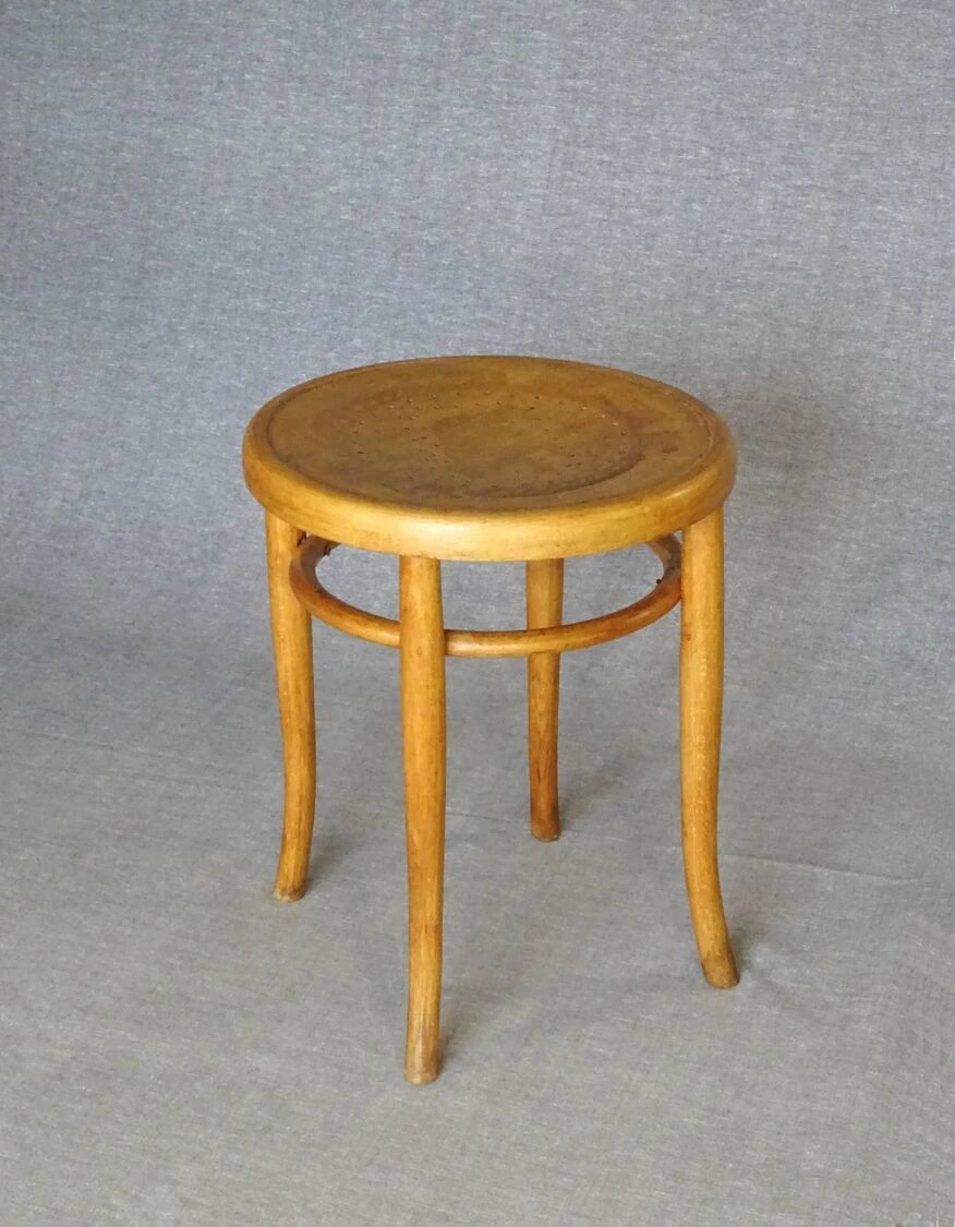 Curved Wooden Bistro Stool With Wooden Seat 1920 5 Curved Wooden Bistro Stool With Wooden Seat 1920 - Image 5