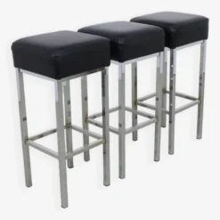 3x Bar Stool In Chrome And Leather, 1980s -Cozy Seats Store eab1f9c2 e8ae 44c1 85a4 0907c85ea46f