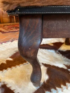 Vintage Wood And Goatskin Pouf -Cozy Seats Store ec2be616 f902 4700 919c acd27beb4f8e