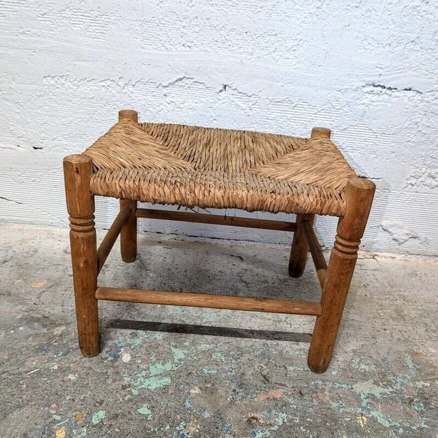 Wood And Straw Foot Stool 6 Wood And Straw Foot Stool - Image 6