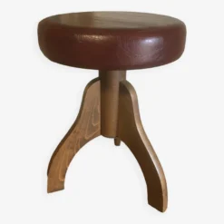 “RBM” Piano Stool In Beech And Leather