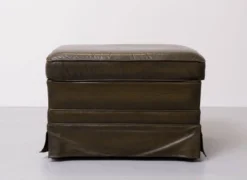 Green Leather Pouf . 1970s Germany -Cozy Seats Store f22926e0 40ea 491c 9134 c796b7bd3d47