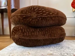 Vintage Velvet Pouf By Jacques Charpentier For Maison Jansen, 1970s