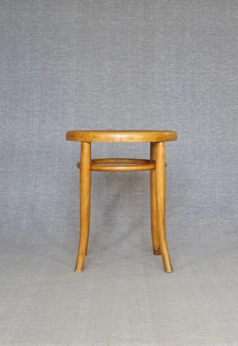 Curved Wooden Bistro Stool With Wooden Seat 1920 6 Curved Wooden Bistro Stool With Wooden Seat 1920 - Image 6