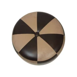 Round Vintage Pouf Two-tone Brown Skai Leather Patchwork Sixties -Cozy Seats Store f8c46f8e 16ff 4775 a36a 3410adf2e37f
