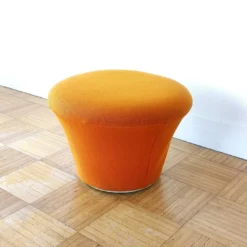 Vintage Space-Age Pouf/footstool In Orange Jersey By Pierre Paulin Old Edition Artifort, 1960.