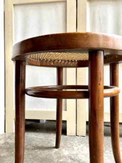 Piano Stool In Bent Beech And Canework