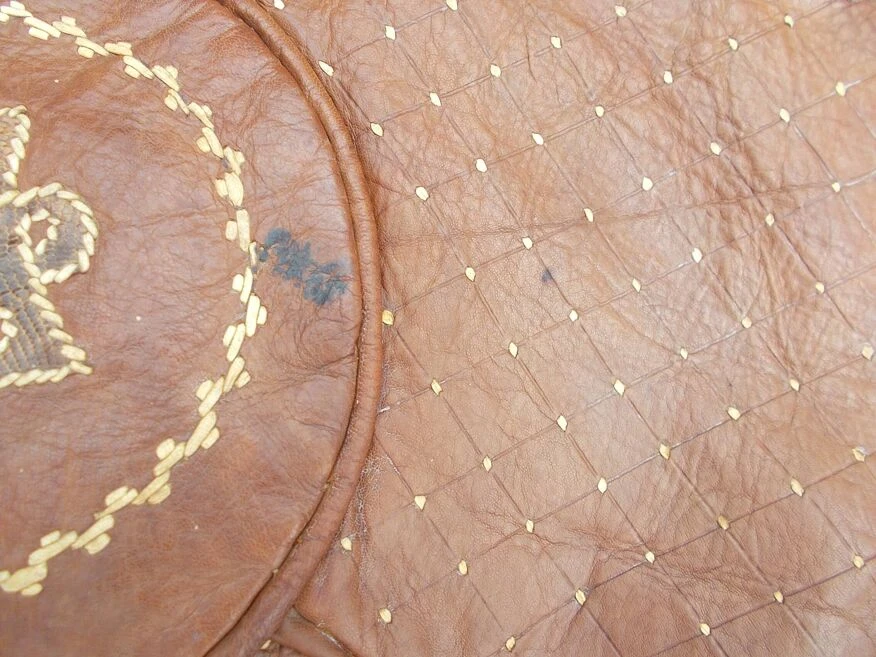 Large Vintage Moroccan Leather Pouf 10 Large Vintage Moroccan Leather Pouf - Image 10