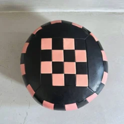 Mid Century Pouf, Cushion Leather, Black Pink -Cozy Seats Store fcd04a01 444b 4593 9ac9 20fb3b4a9bf5